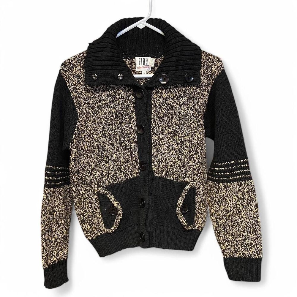 Fia Italia Black and cream knit cardigan size S